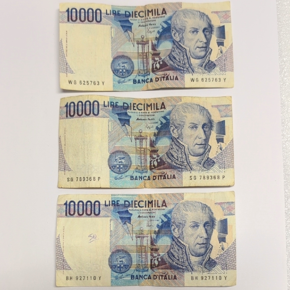 Italian 10000 Lire Banknotes 3pcs